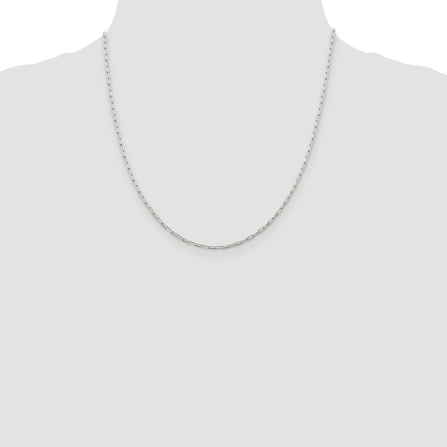 Sterling Silver Rhodium-plated 2mm Elongated Open Link Chain