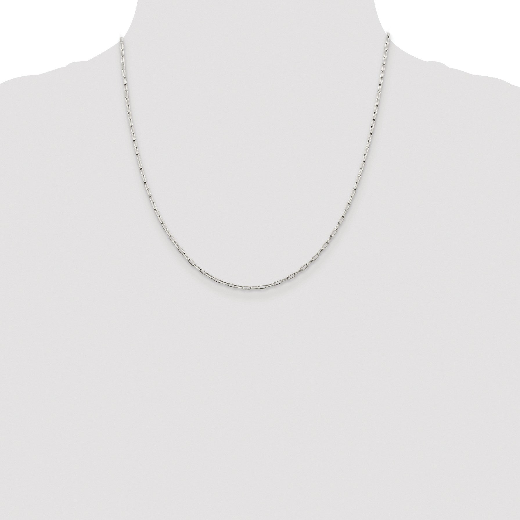 Sterling Silver Rhodium-plated 2mm Elongated Open Link Chain
