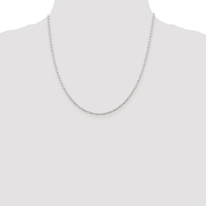 Sterling Silver Rhodium-plated 2mm Elongated Open Link Chain