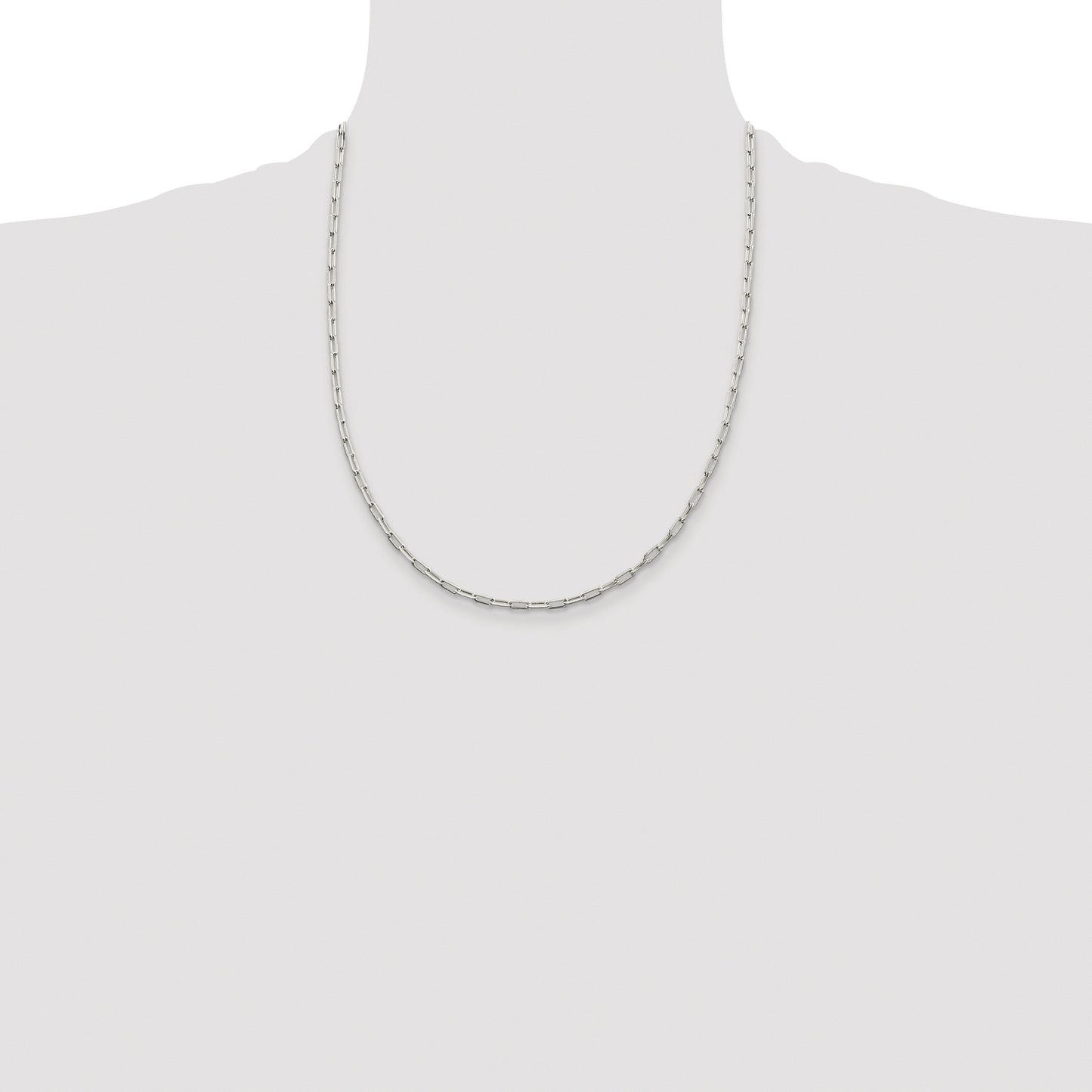 Sterling Silver Rhodium-plated 2mm Elongated Open Link Chain