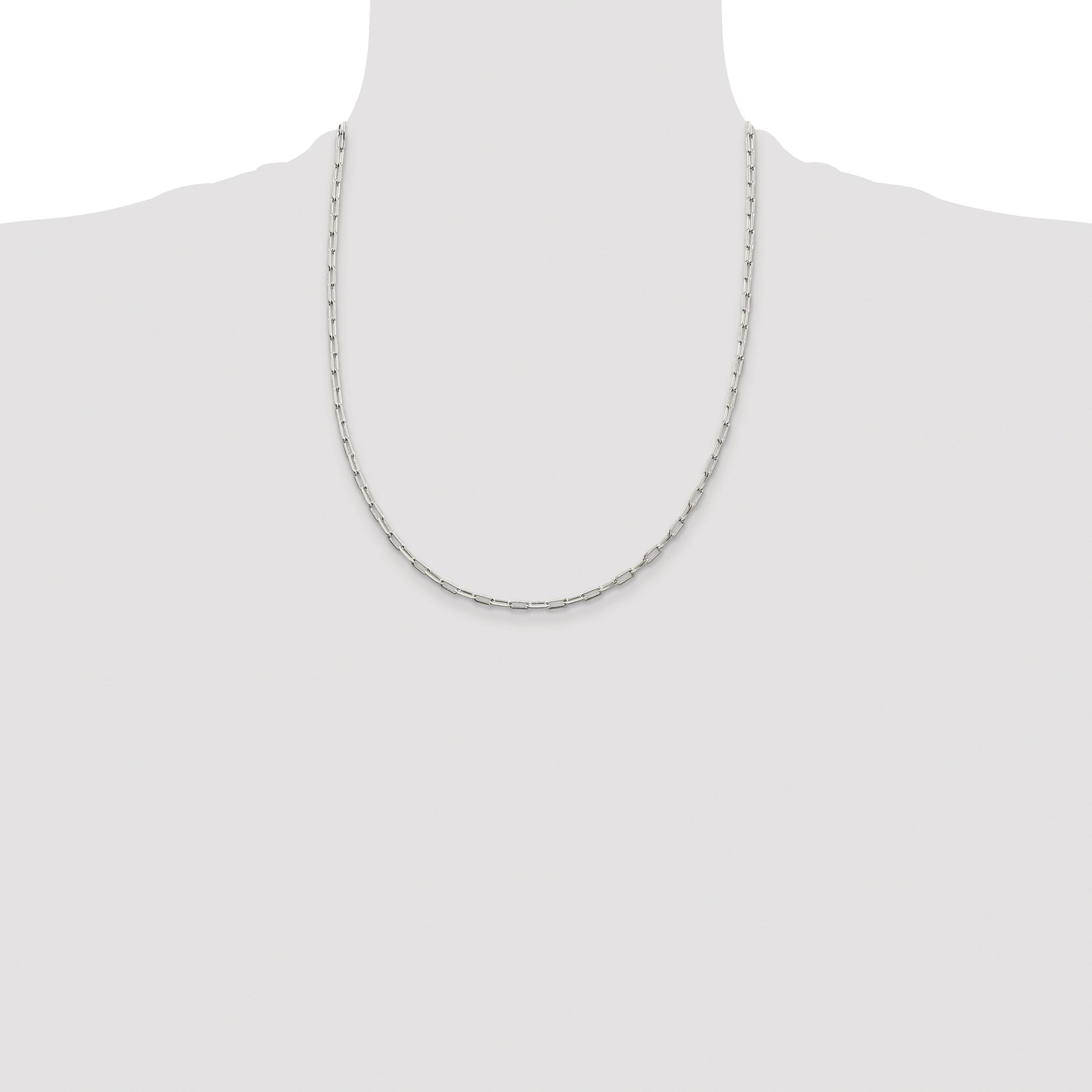 Sterling Silver Rhodium-plated 2mm Elongated Open Link Chain