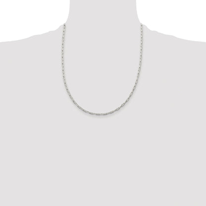 Sterling Silver Rhodium-plated 2mm Elongated Open Link Chain