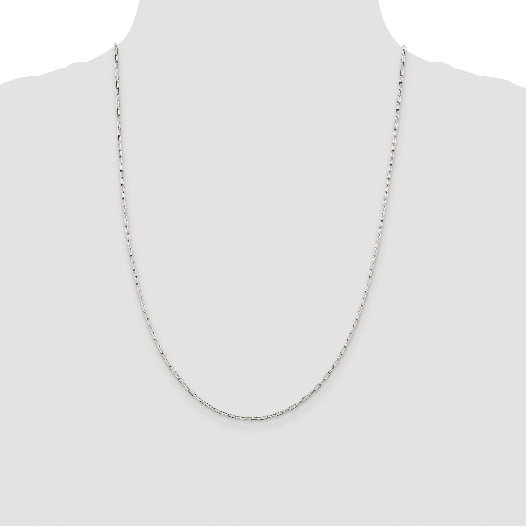 Sterling Silver Rhodium-plated 2mm Elongated Open Link Chain