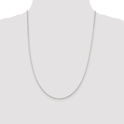 Sterling Silver Rhodium-plated 2mm Elongated Open Link Chain