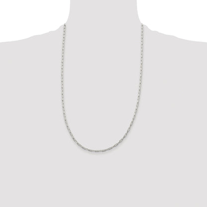Sterling Silver Rhodium-plated 2mm Elongated Open Link Chain