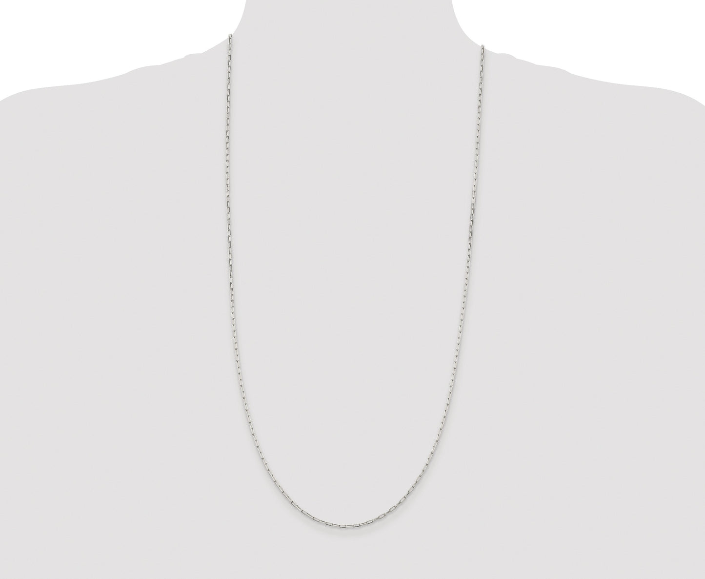Sterling Silver Rhodium-plated 2mm Elongated Open Link Chain