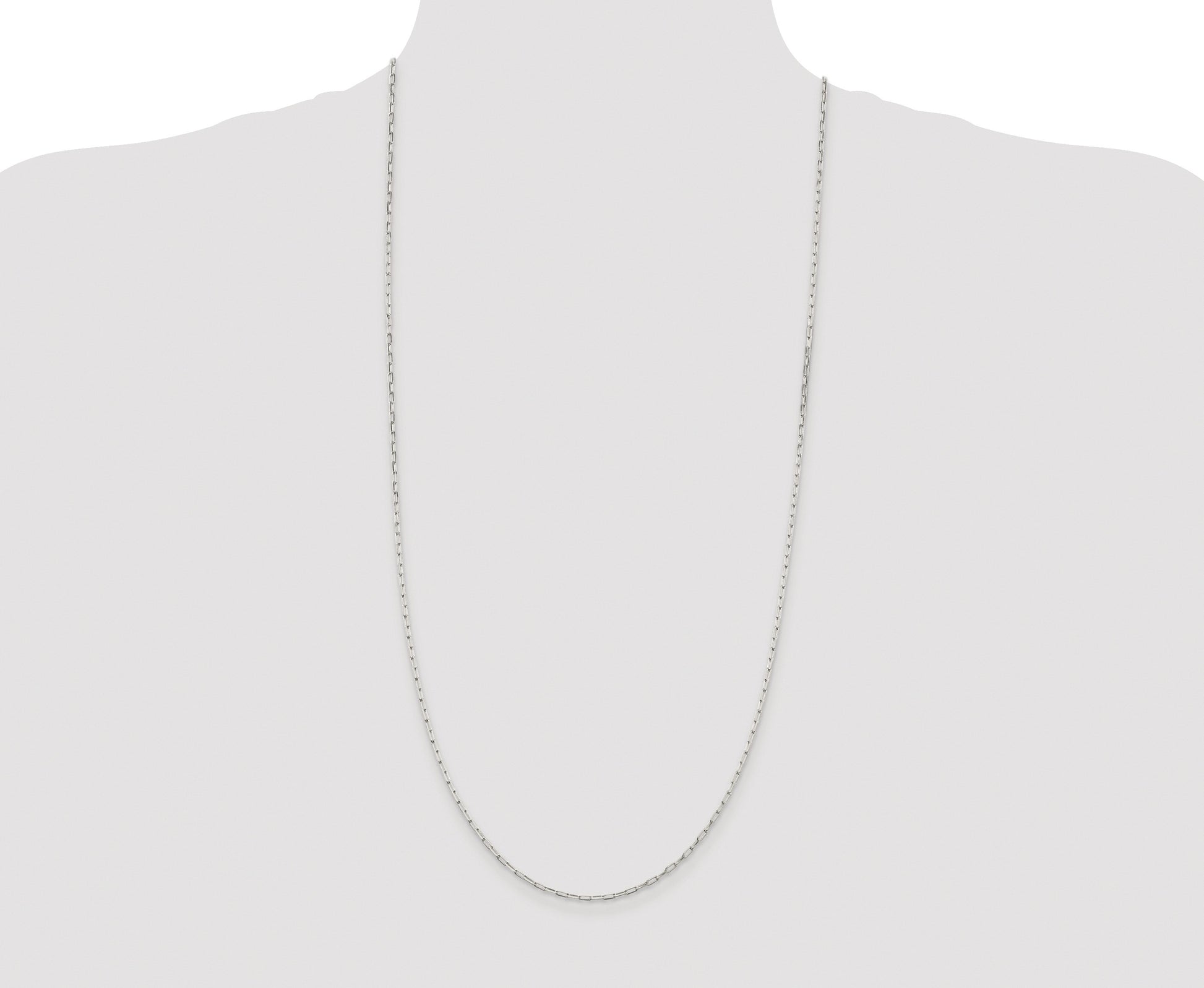 Sterling Silver Rhodium-plated 2mm Elongated Open Link Chain