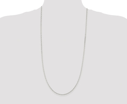 Sterling Silver Rhodium-plated 2mm Elongated Open Link Chain