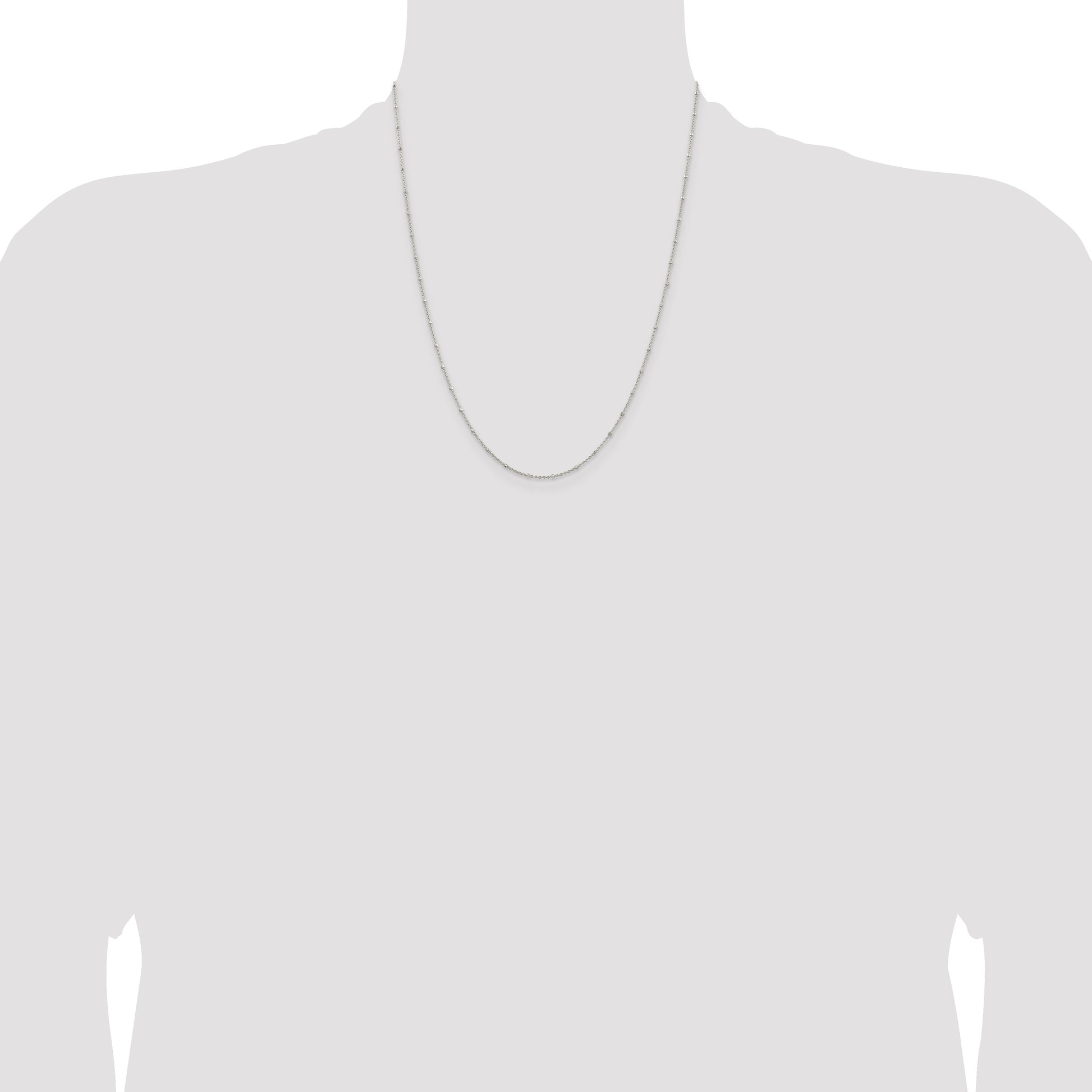 Sterling Silver 1.25mm Rolo with Beads Chain w/4in ext.