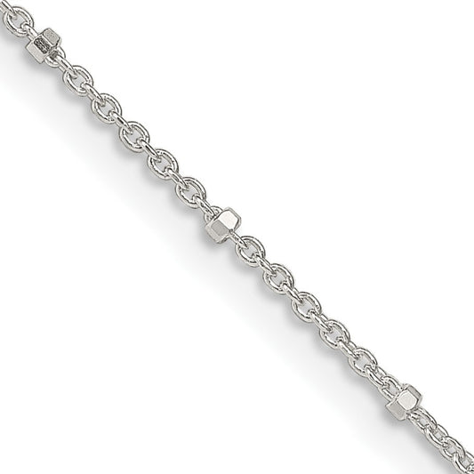Sterling Silver 1.25mm Rolo with Beads Chain w/4in ext.