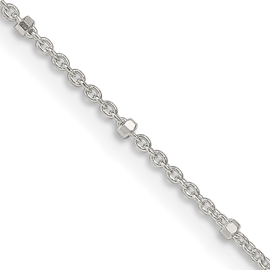Sterling Silver 1.25mm Rolo with Beads Chain w/2in ext.