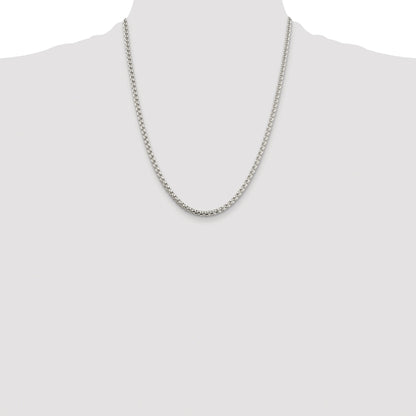 Sterling Silver Rhodium-plated 3.6mm Round Box Chain