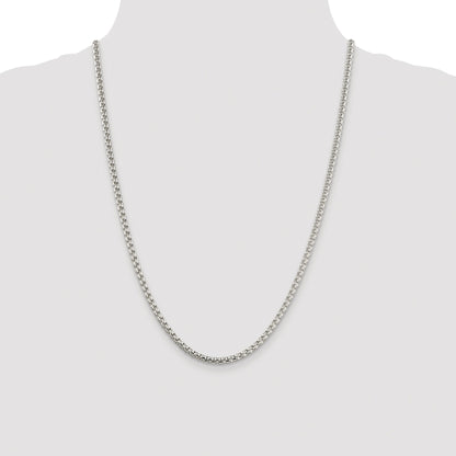 Sterling Silver Rhodium-plated 3.6mm Round Box Chain