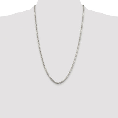 Sterling Silver Rhodium-plated 3.6mm Round Box Chain