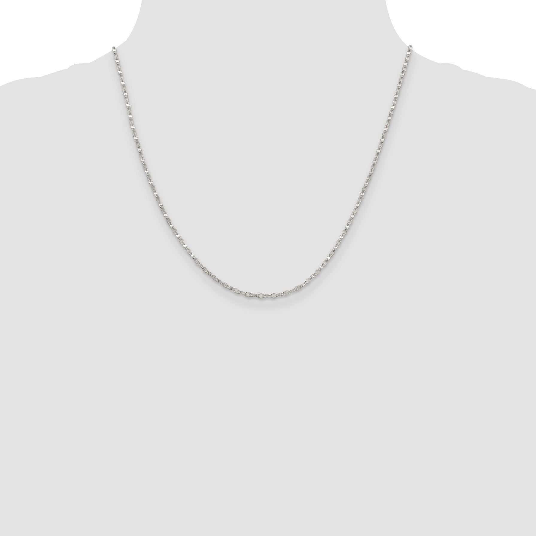 Sterling Silver 2.25mm Fancy Wave Flat Link Chain