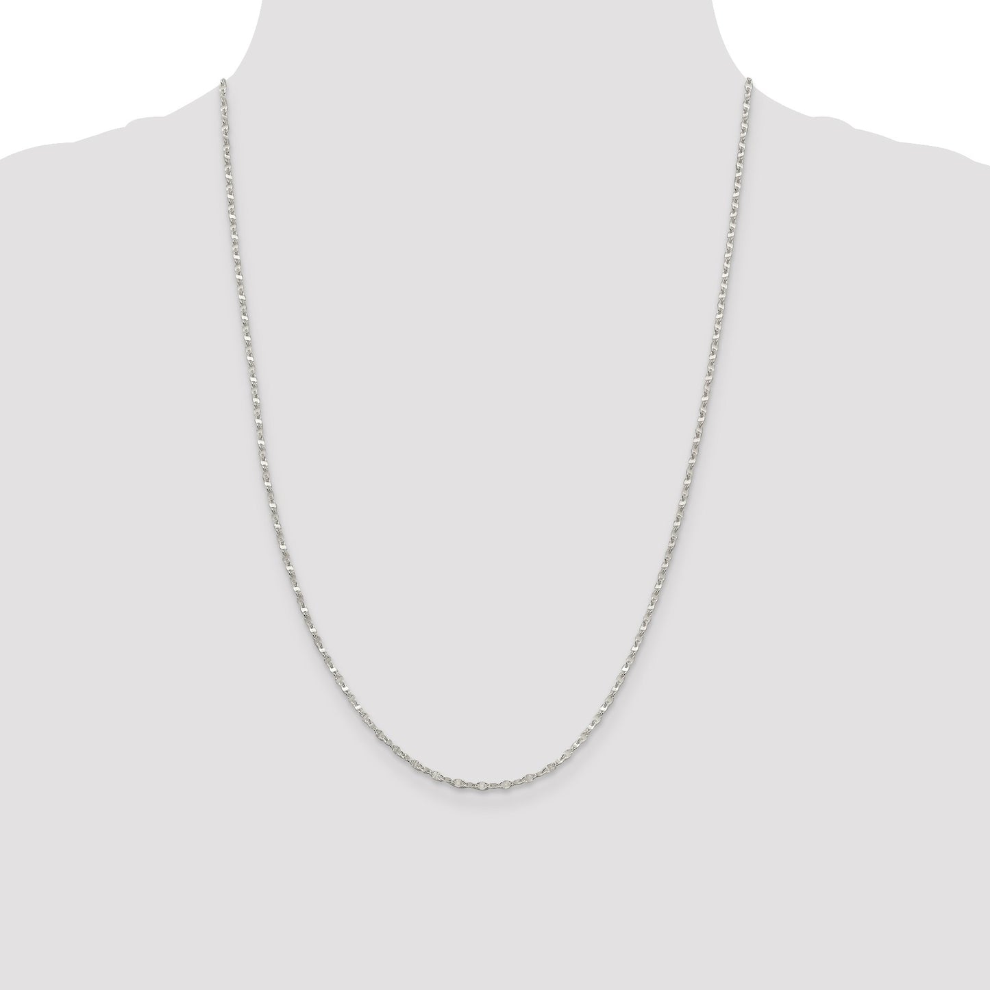 Sterling Silver 2.25mm Fancy Wave Flat Link Chain