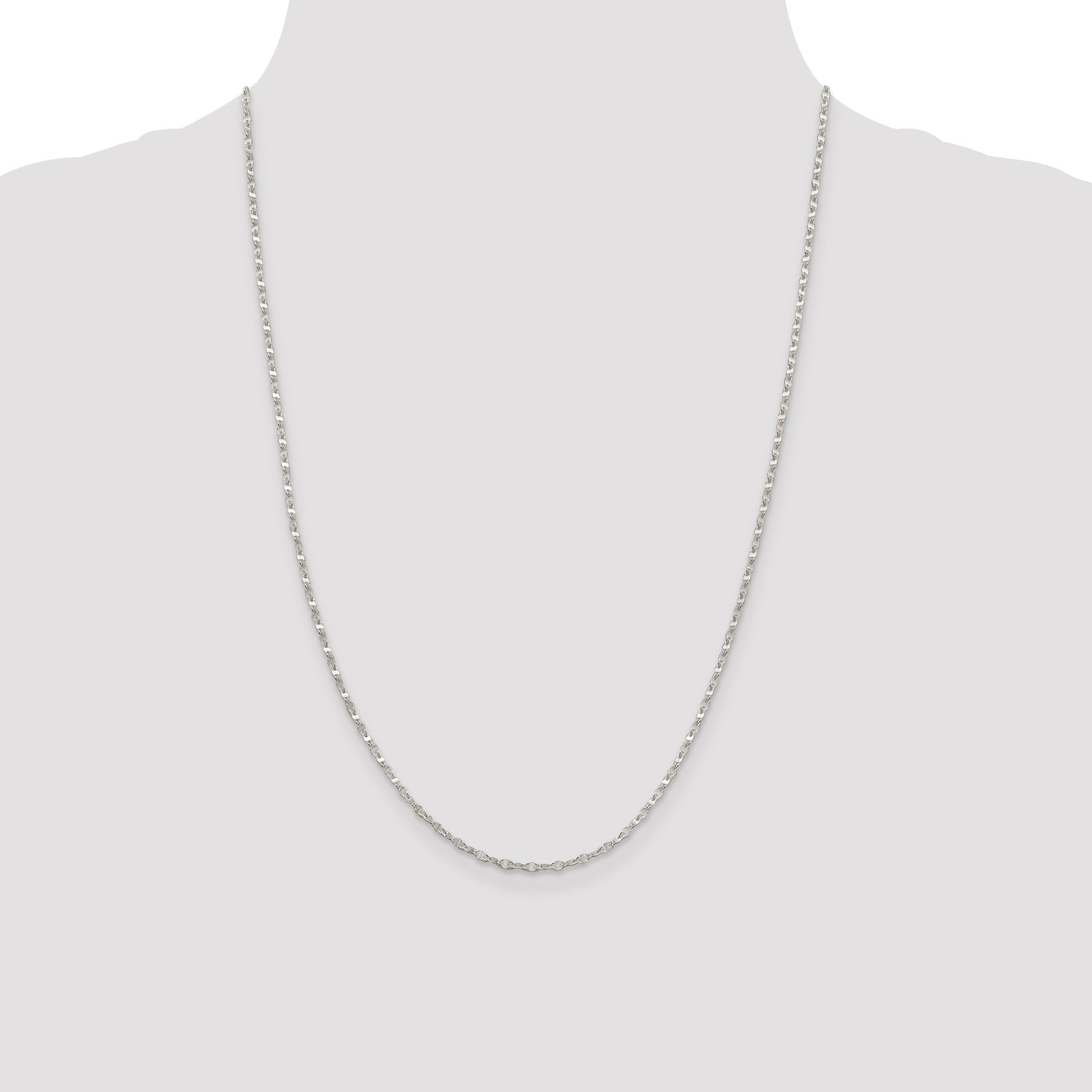 Sterling Silver 2.25mm Fancy Wave Flat Link Chain