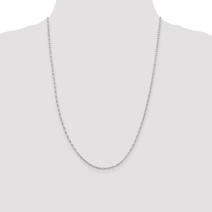 Sterling Silver 2.25mm Fancy Wave Flat Link Chain