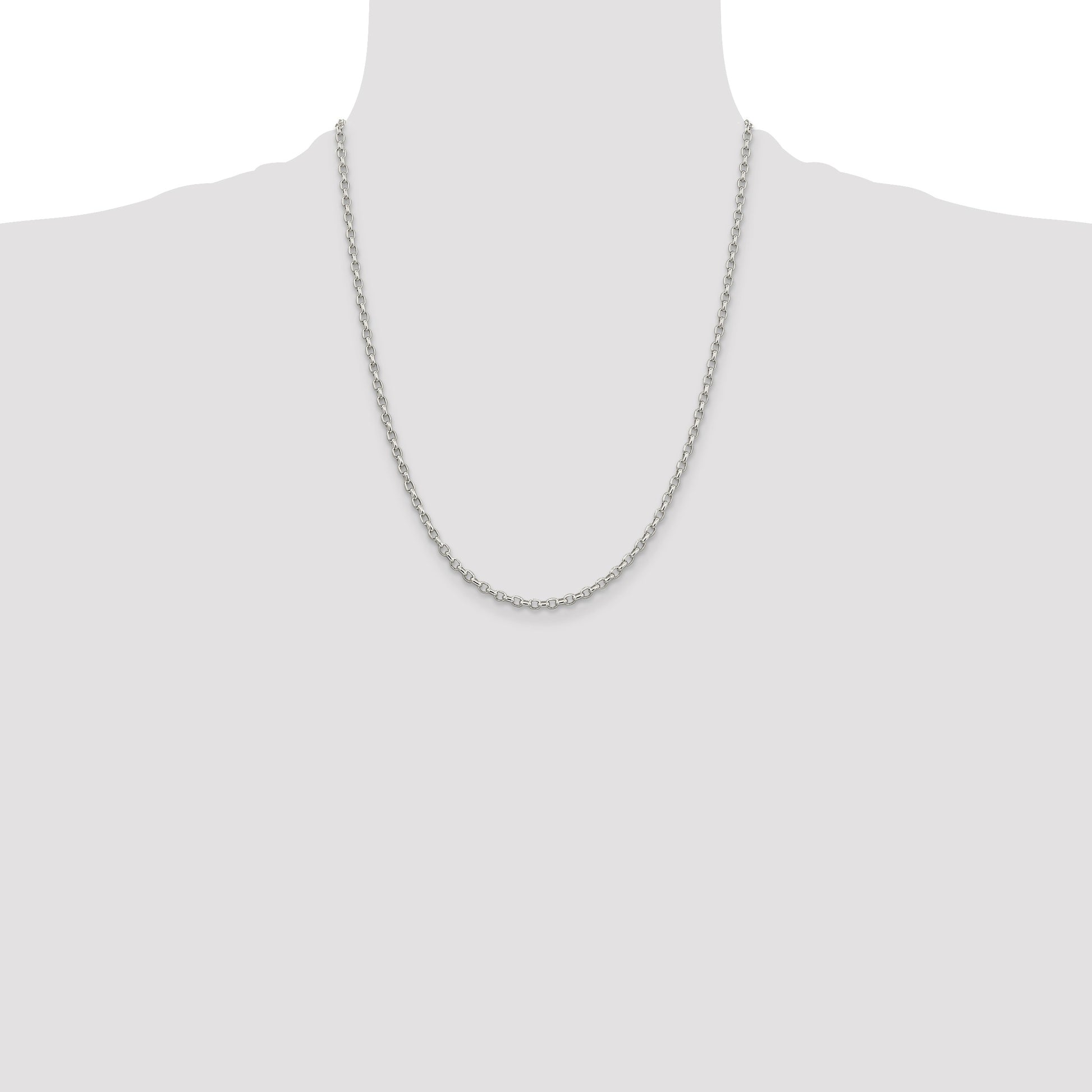 Sterling Silver 2.75mm Oval Fancy Rolo Chain