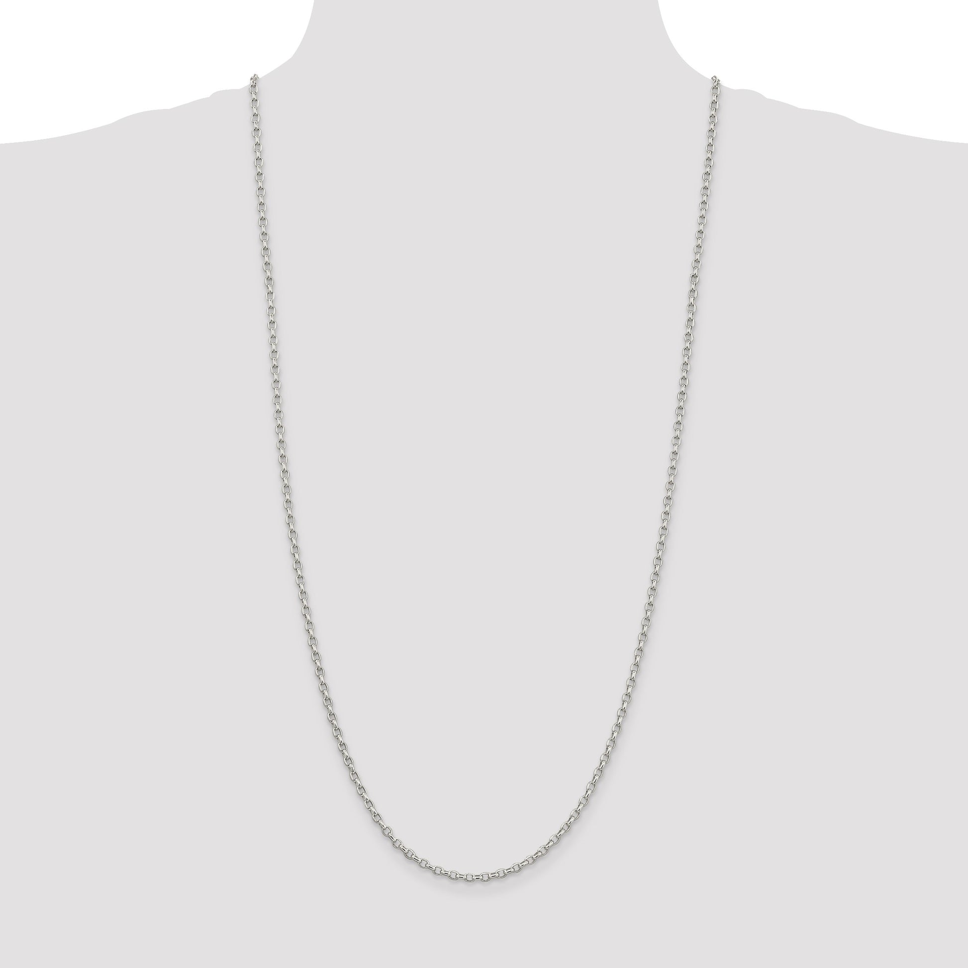 Sterling Silver 2.75mm Oval Fancy Rolo Chain