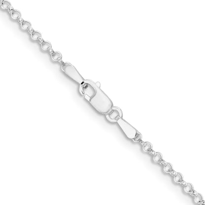 Sterling Silver Rhodium-plated 2mm Rolo Chain