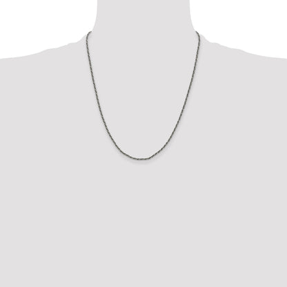 Sterling Silver Ruthenium-plated 1.7mm Twisted Tight Wheat Chain