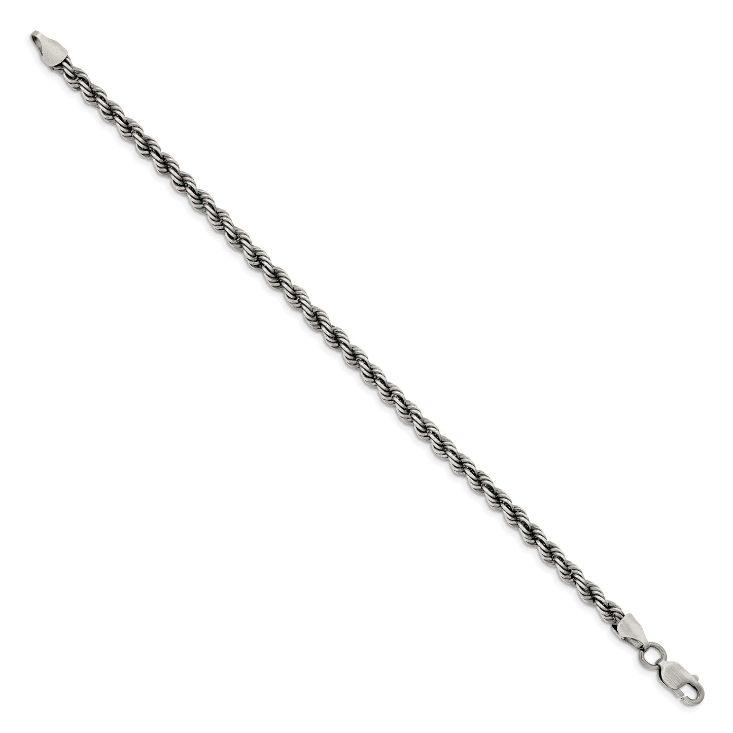 Sterling Silver Ruthenium-plated 4.5mm Rope Chain