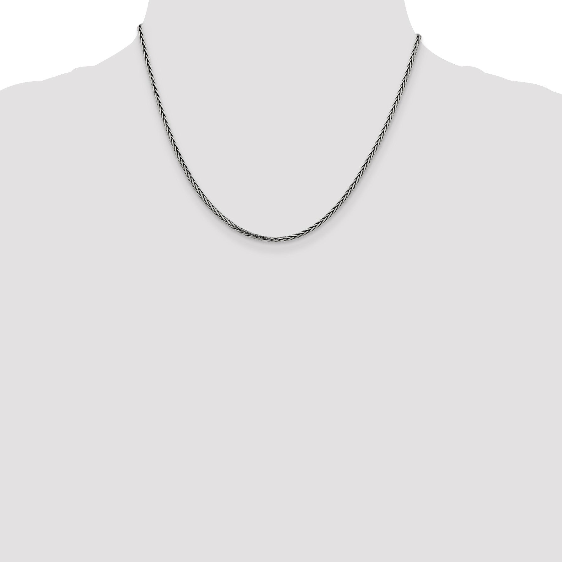 Sterling Silver Antiqued 2.2mm Solid Square Spiga Chain
