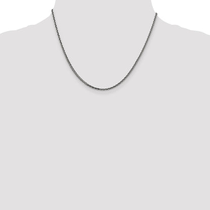 Sterling Silver Antiqued 2.2mm Solid Square Spiga Chain
