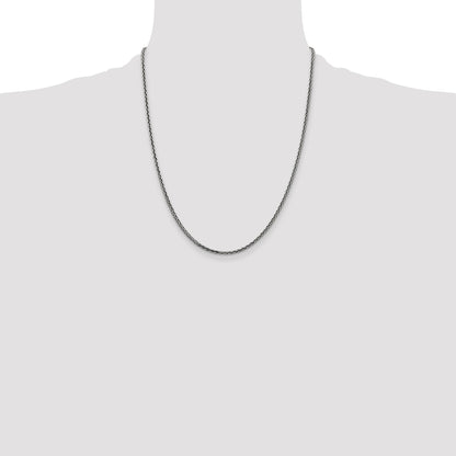 Sterling Silver Antiqued 2.2mm Solid Square Spiga Chain