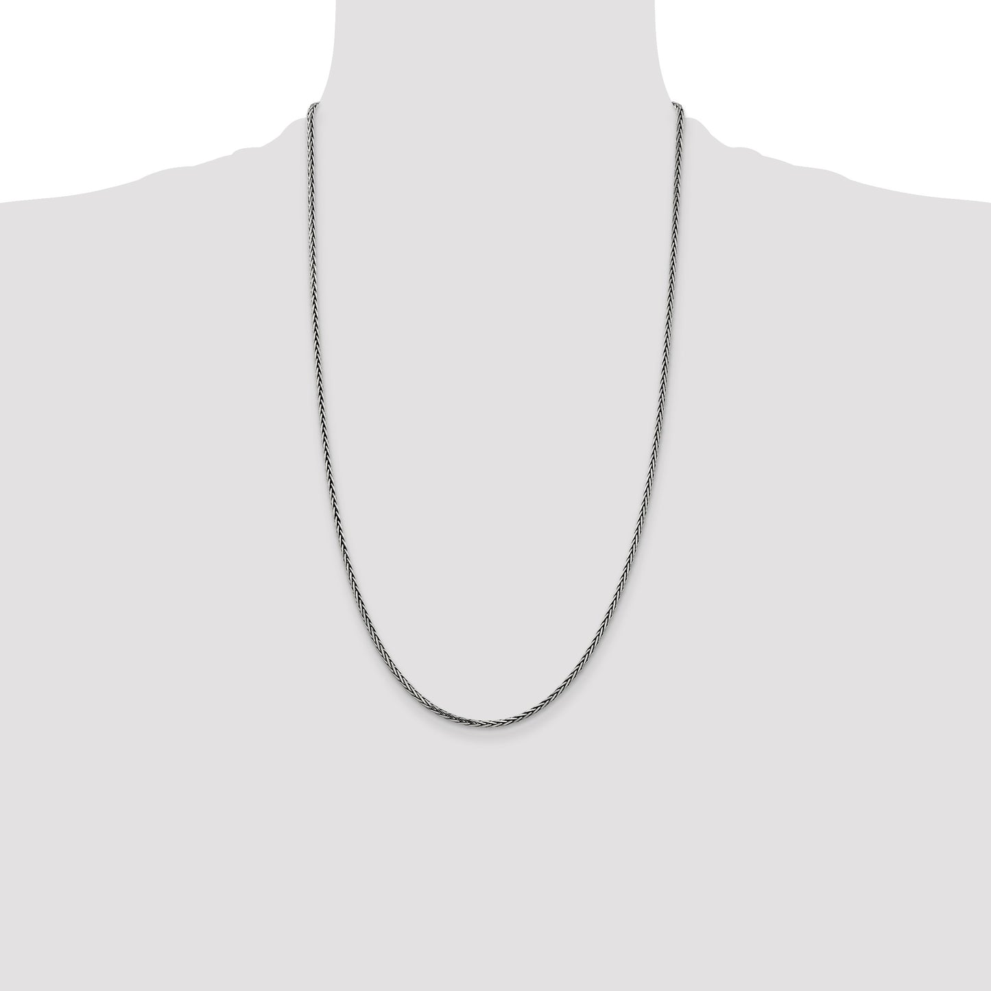 Sterling Silver Antiqued 2.2mm Solid Square Spiga Chain