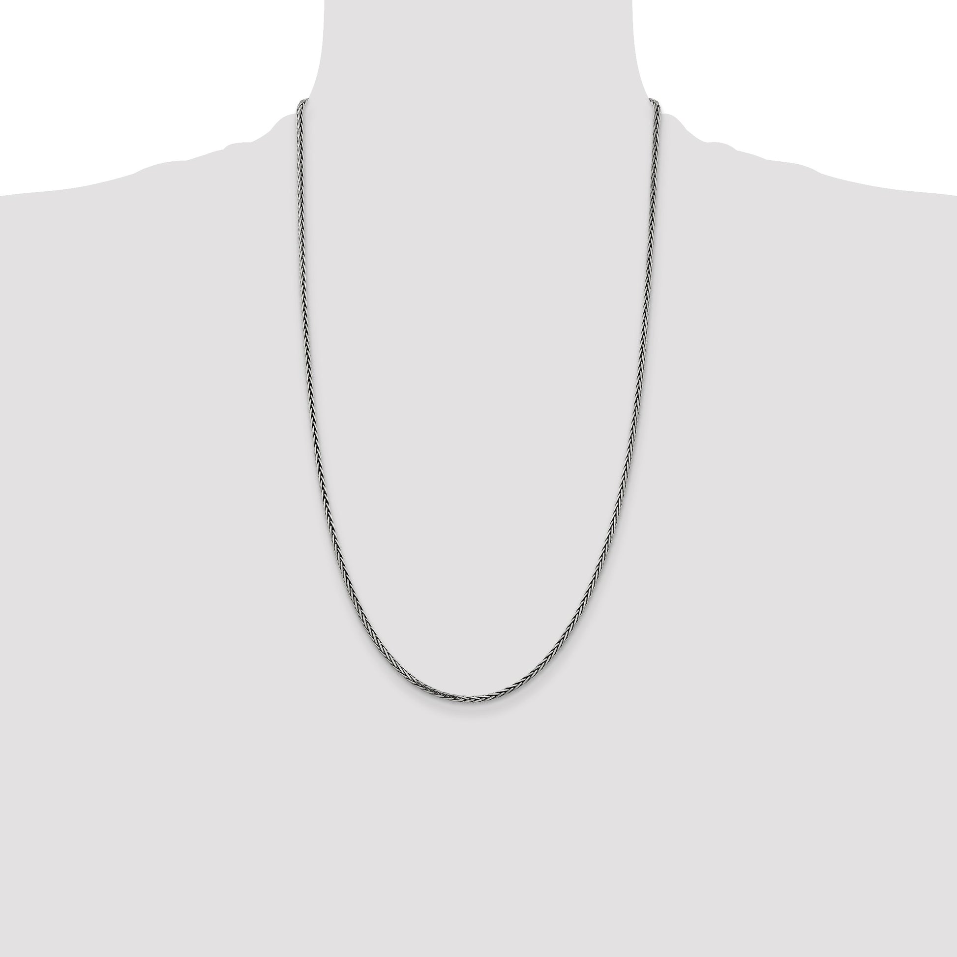 Sterling Silver Antiqued 2.2mm Solid Square Spiga Chain