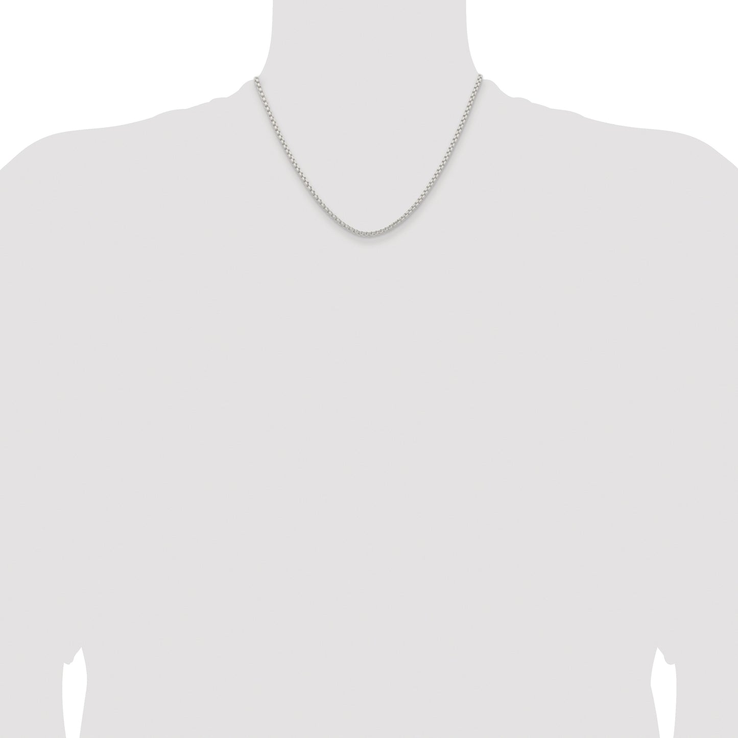 Sterling Silver Rhodium-plated 2.6mm Round Box Chain
