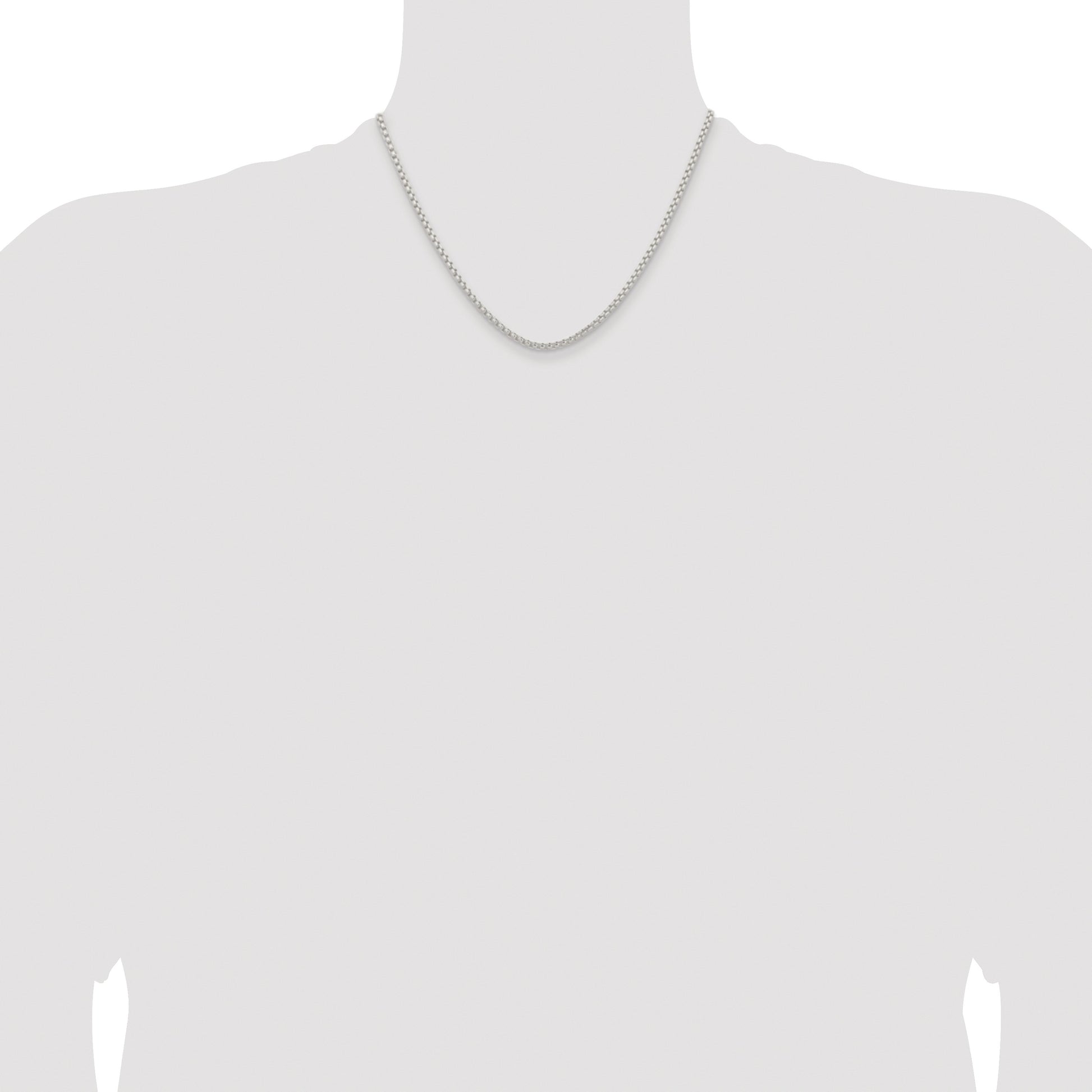 Sterling Silver Rhodium-plated 2.6mm Round Box Chain