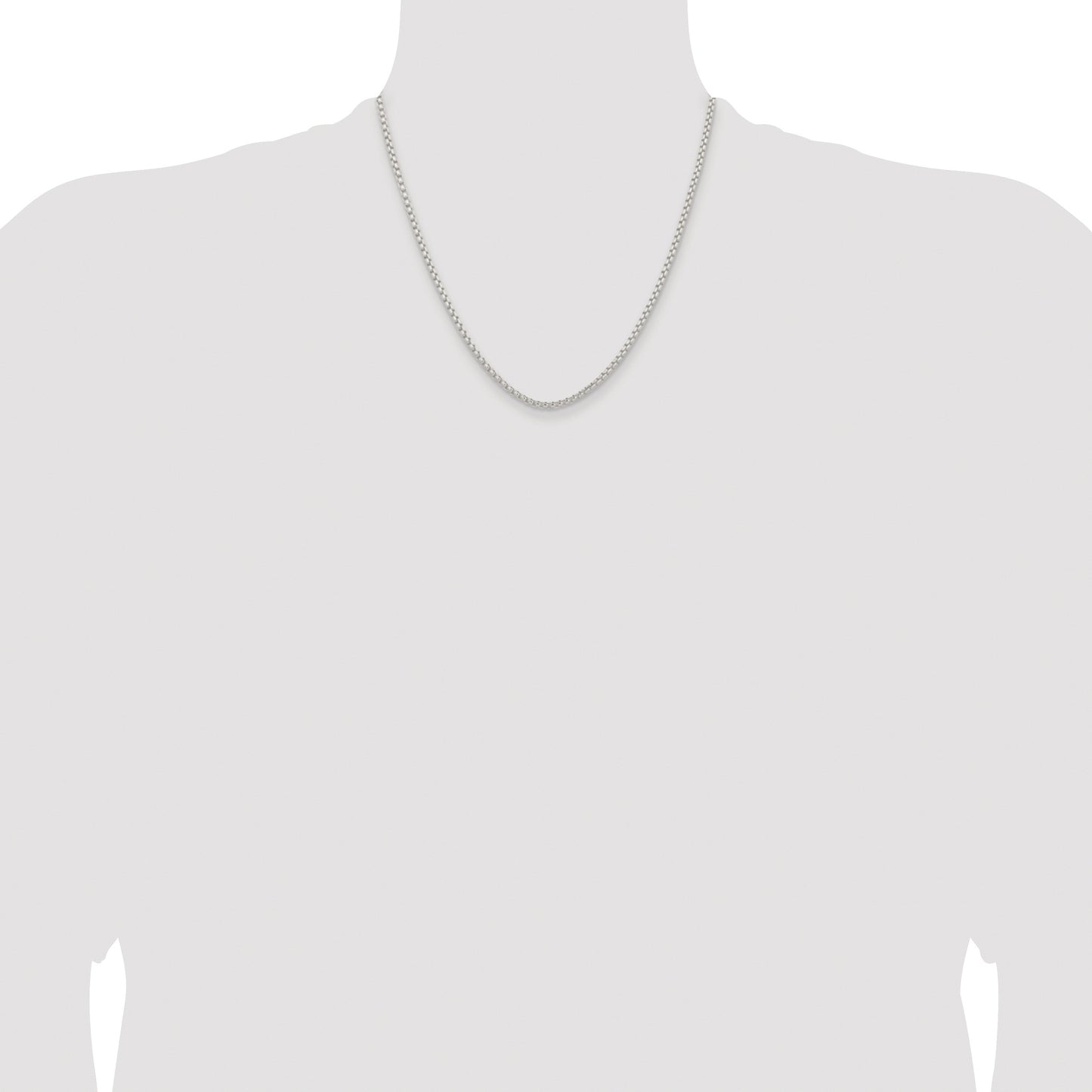 Sterling Silver Rhodium-plated 2.6mm Round Box Chain