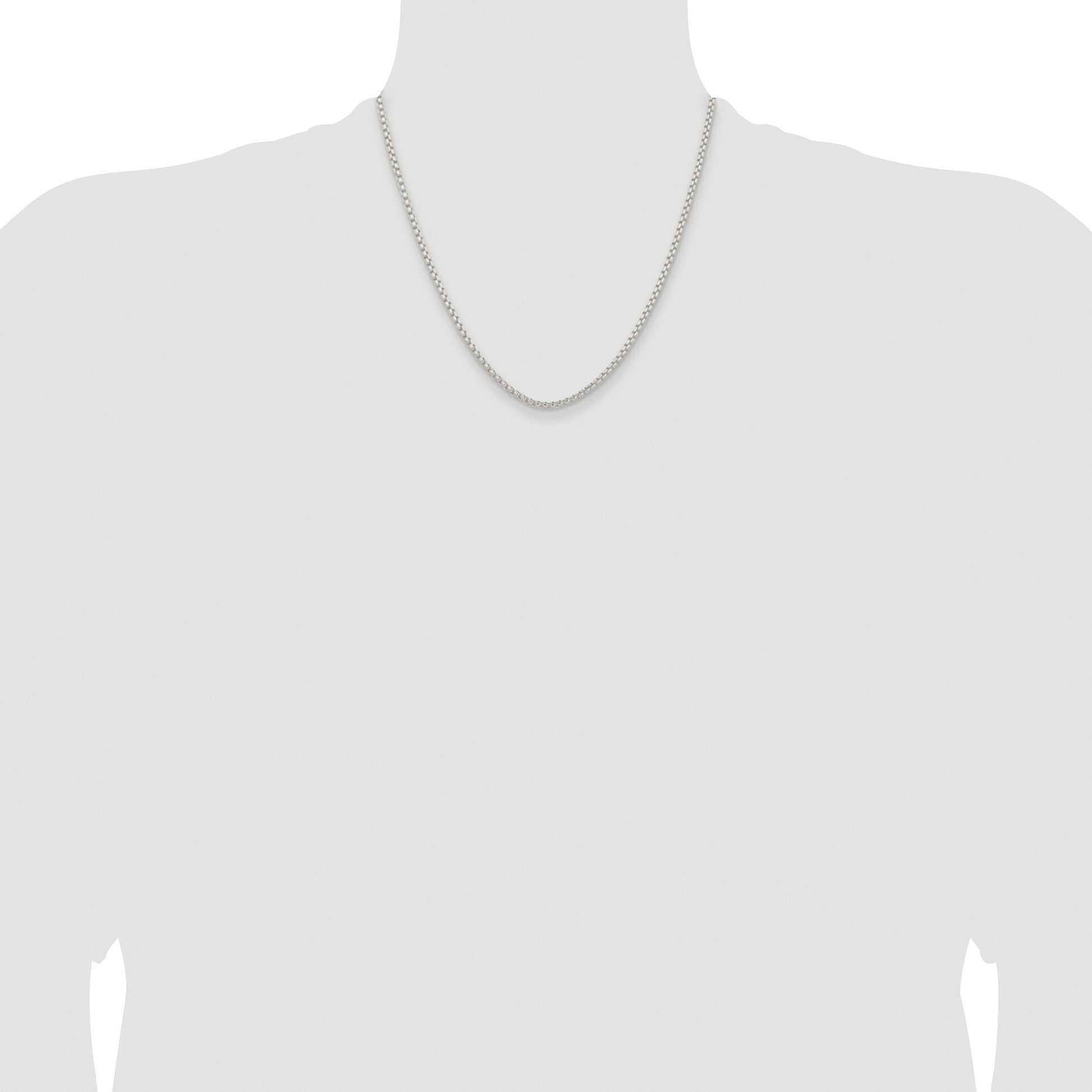 Sterling Silver Rhodium-plated 2.6mm Round Box Chain