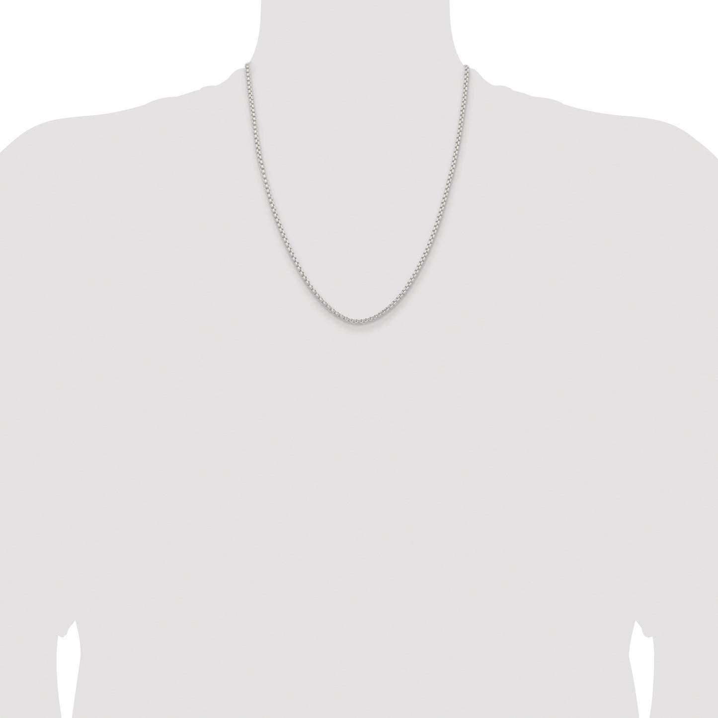 Sterling Silver Rhodium-plated 2.6mm Round Box Chain