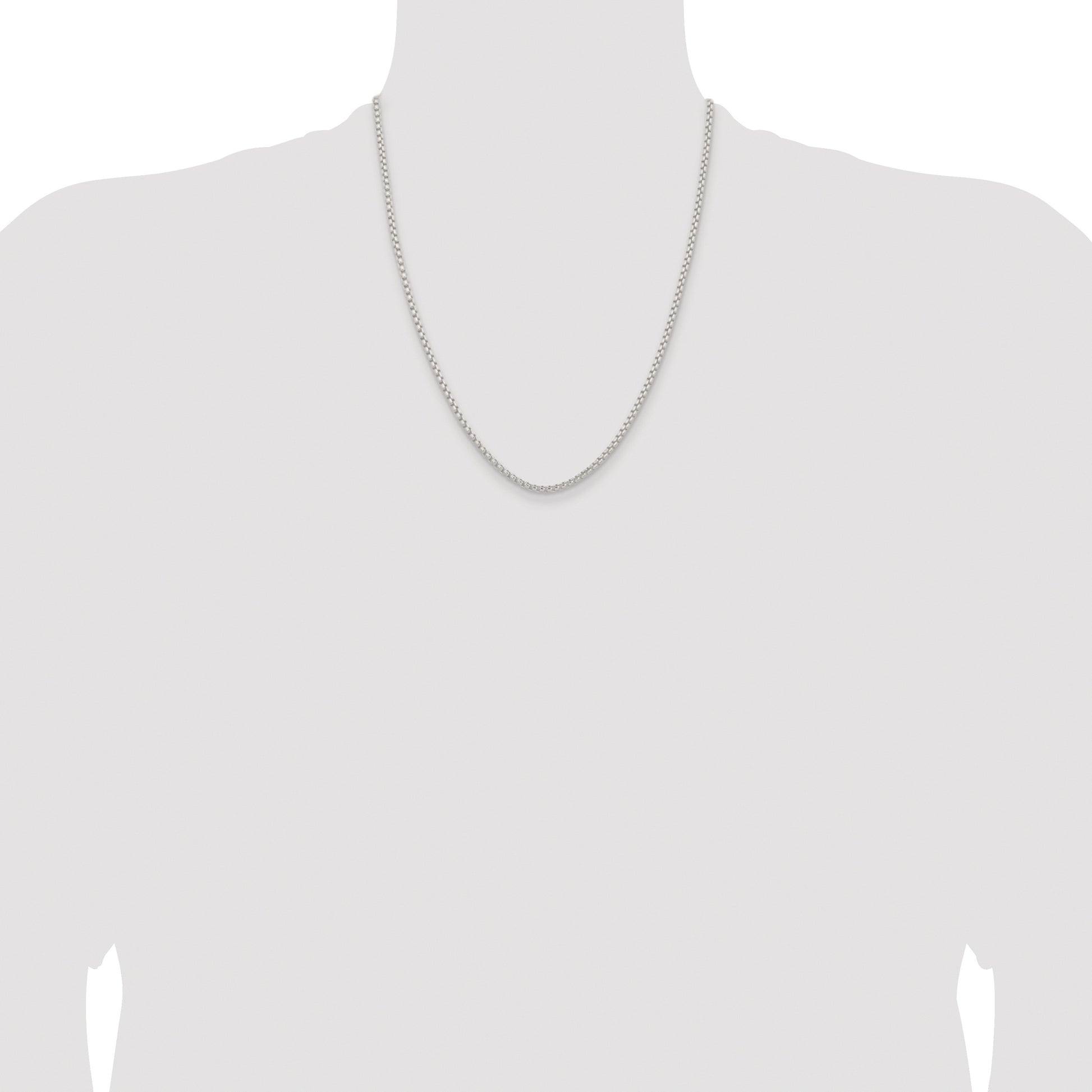 Sterling Silver Rhodium-plated 2.6mm Round Box Chain