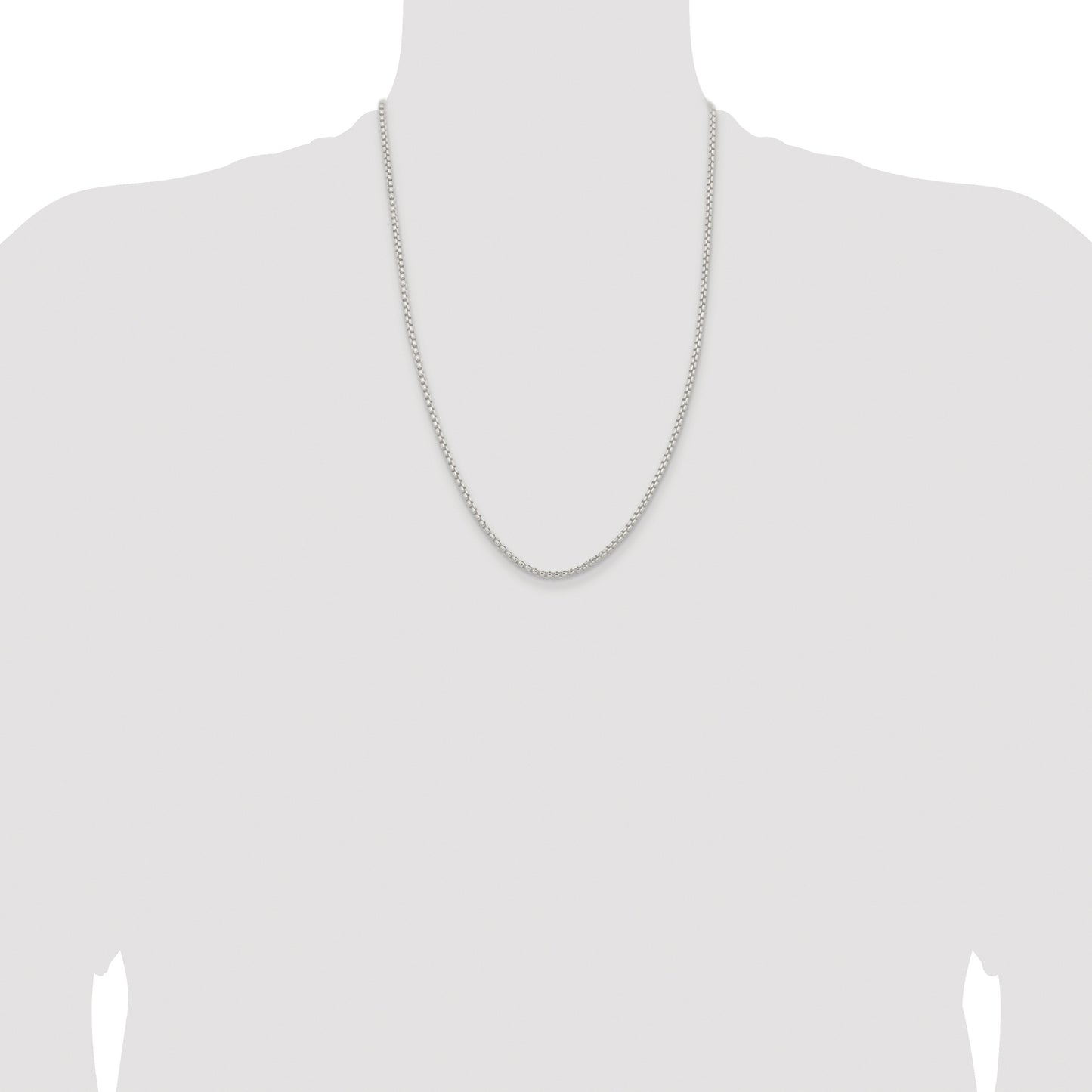 Sterling Silver Rhodium-plated 2.6mm Round Box Chain