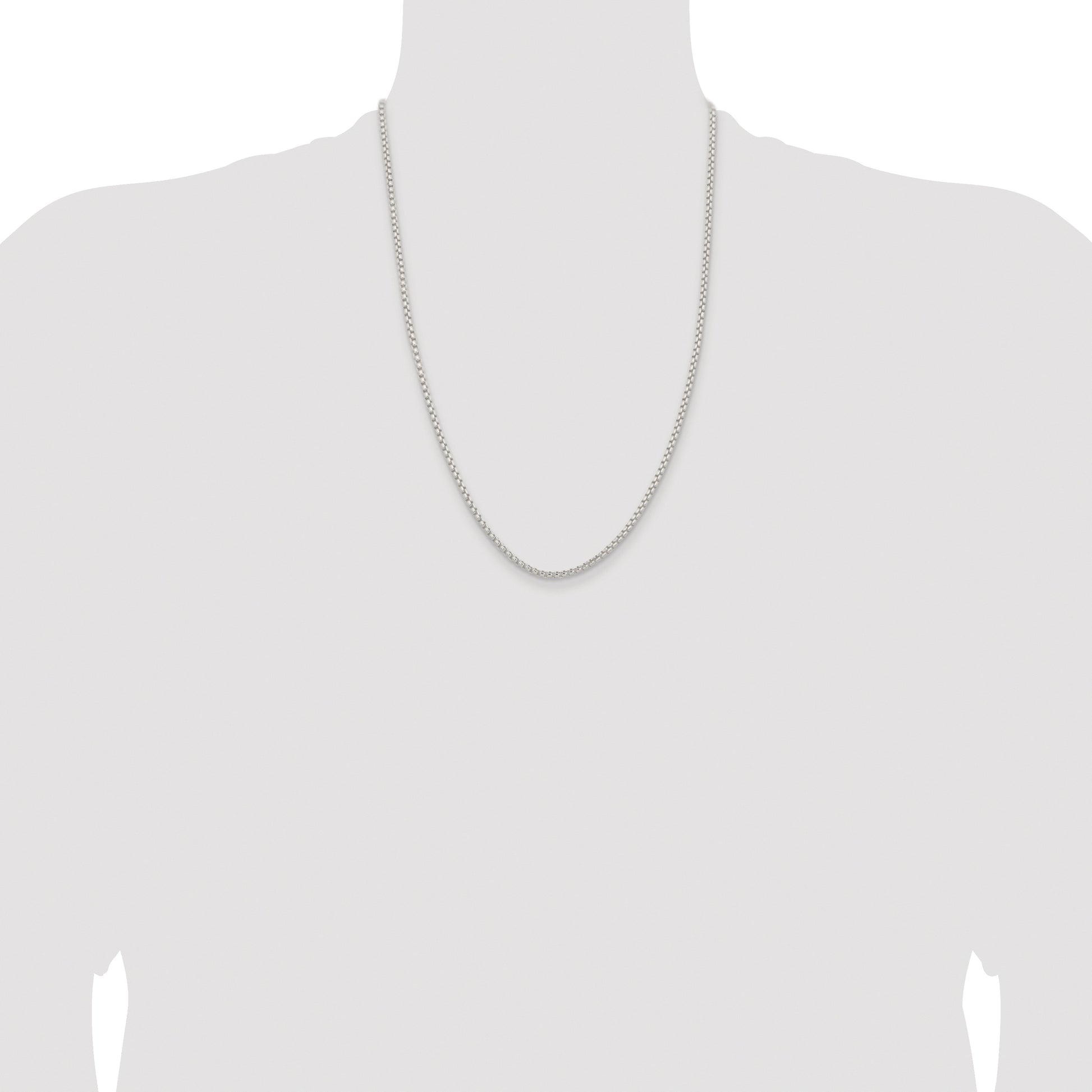 Sterling Silver Rhodium-plated 2.6mm Round Box Chain
