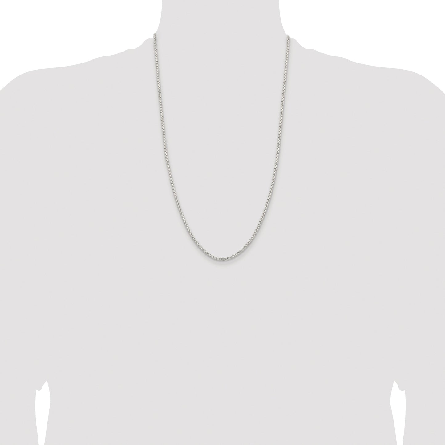 Sterling Silver Rhodium-plated 2.6mm Round Box Chain