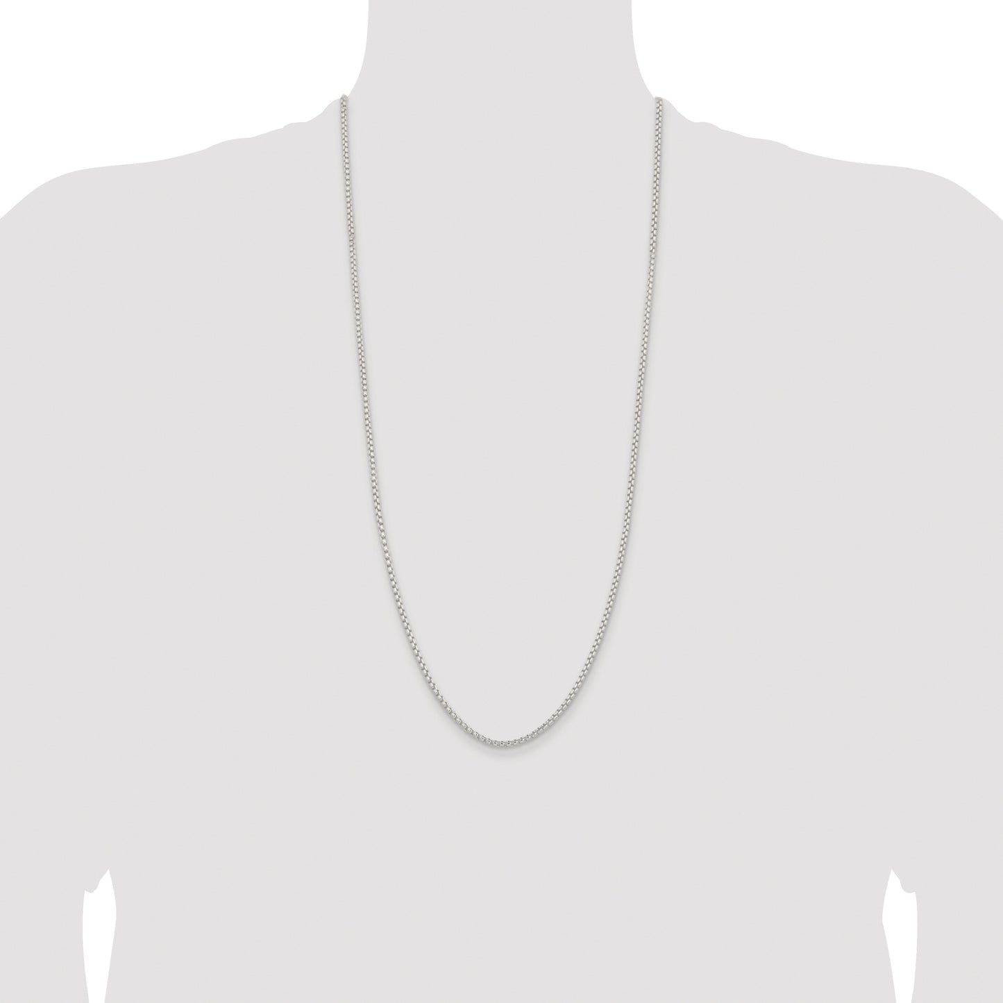 Sterling Silver Rhodium-plated 2.6mm Round Box Chain