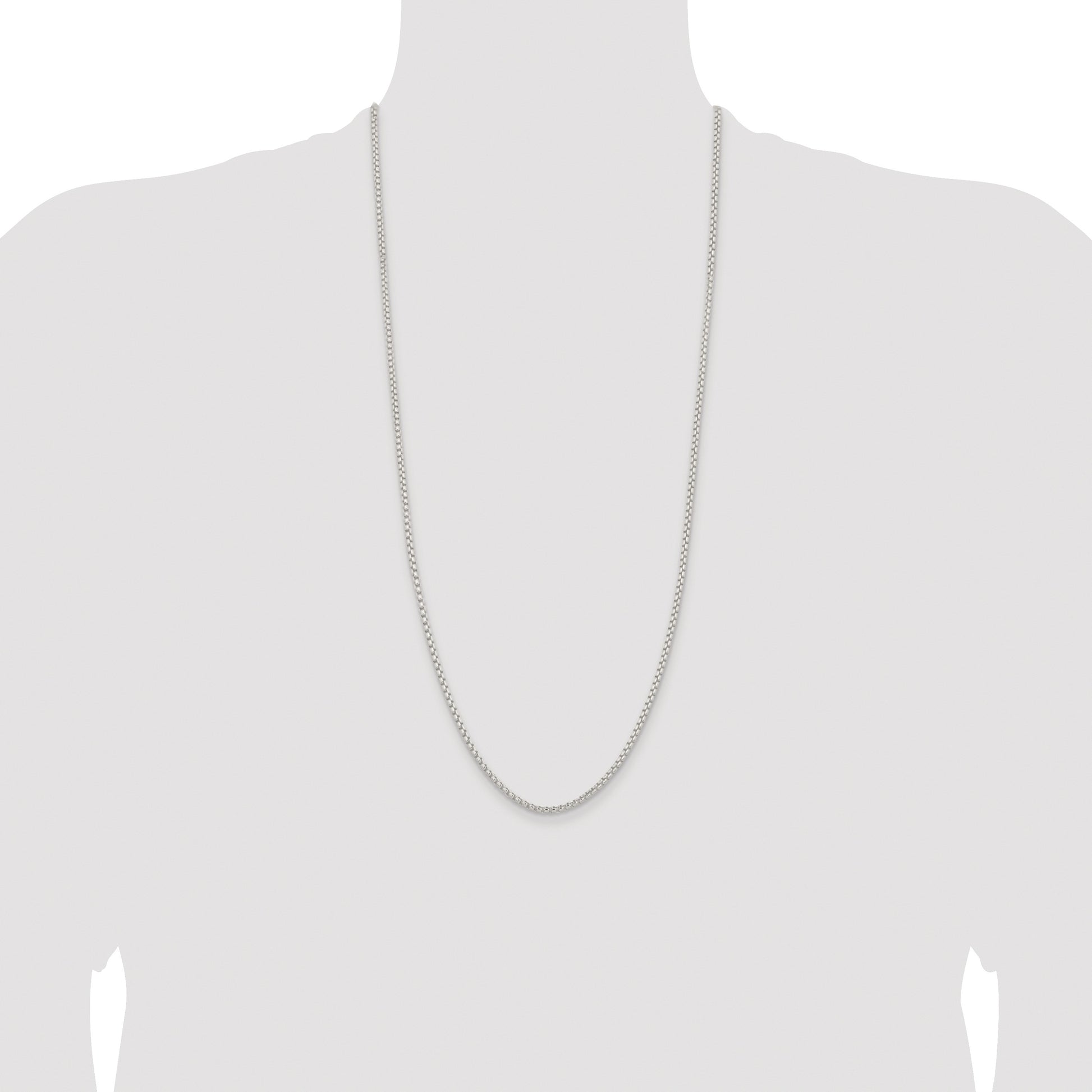 Sterling Silver Rhodium-plated 2.6mm Round Box Chain