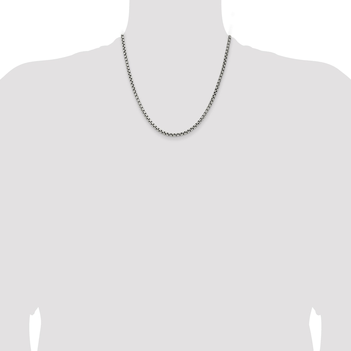 Sterling Silver Antiqued 3.6mm Round Box Chain