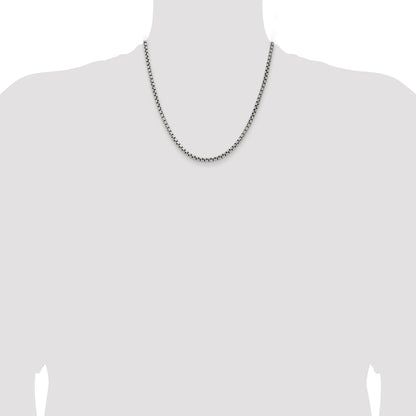 Sterling Silver Antiqued 3.6mm Round Box Chain