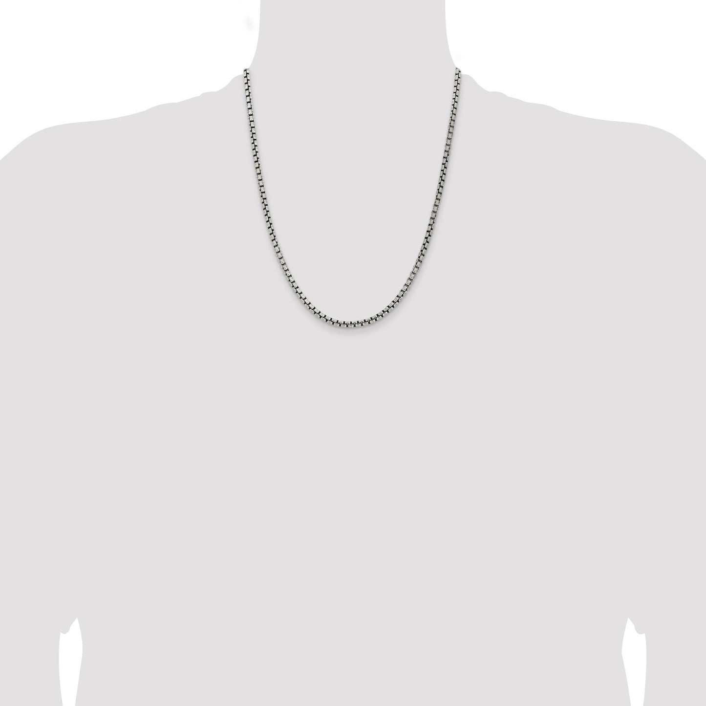 Sterling Silver Antiqued 3.6mm Round Box Chain