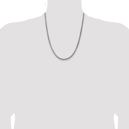 Sterling Silver Antiqued 3.6mm Round Box Chain
