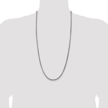 Sterling Silver Antiqued 3.6mm Round Box Chain