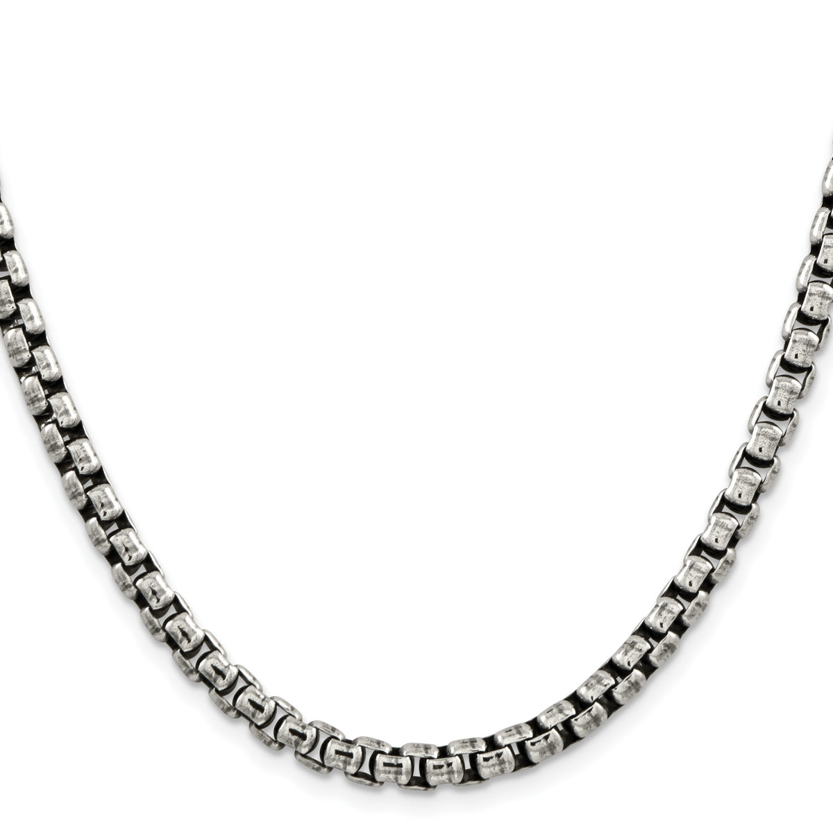Sterling Silver Antiqued 5.2mm Round Box Chain