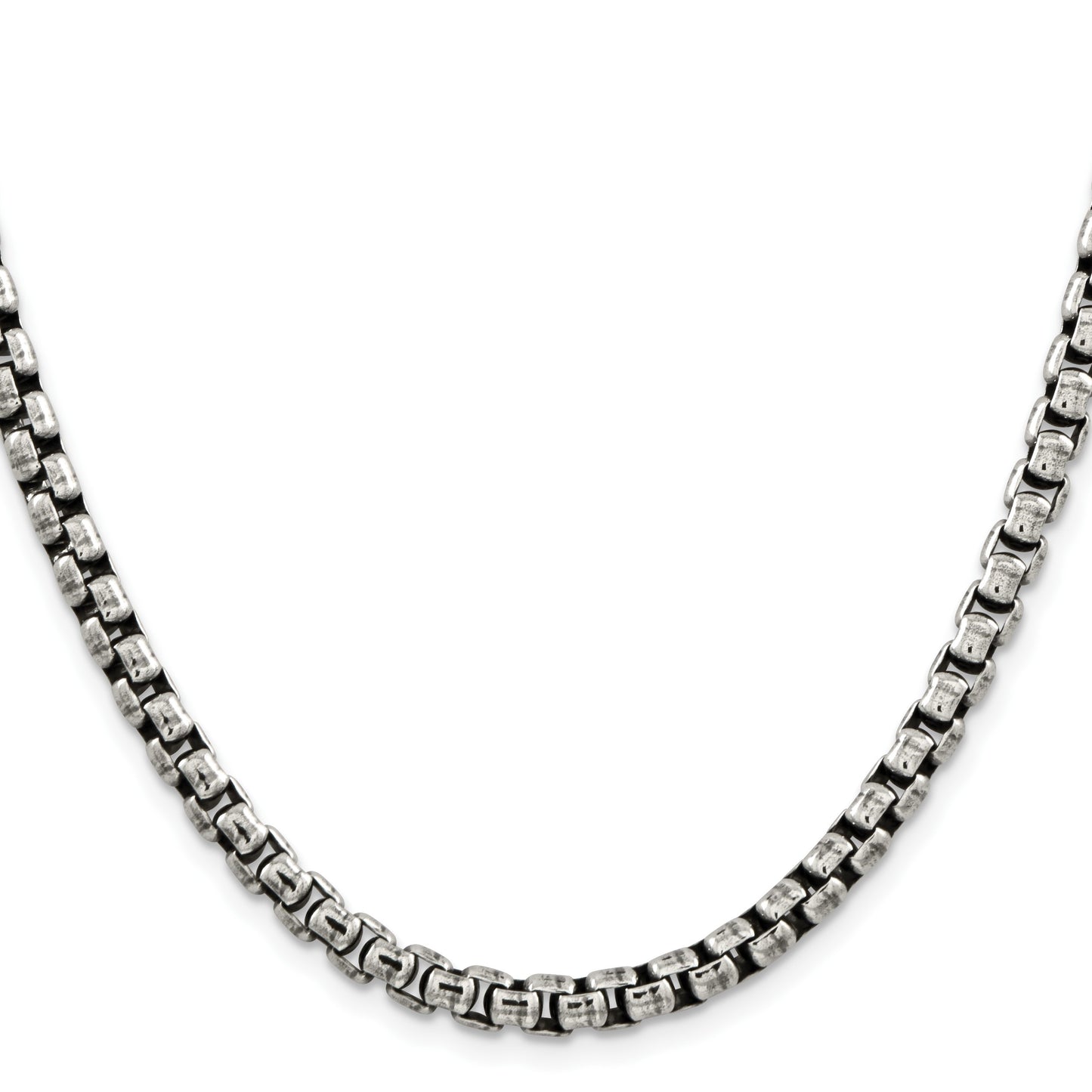 Sterling Silver Antiqued 5.2mm Round Box Chain